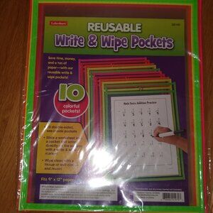 Lakeshore Learning Reusable Write & Wipe Pocket x 10 New